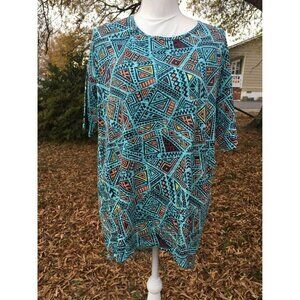 NWT Lularoe Women’s Irma Tunic T Shirt Size XS Blue Geometric Y4